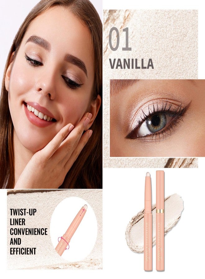 Oulac Twist-Up Shimmer Eyeshadow Stick – Waterproof Creamy Blendable Texture, Vegan & Cruelty-Free Eye Makeup, 1.25g, 01Vanilla - Image 2